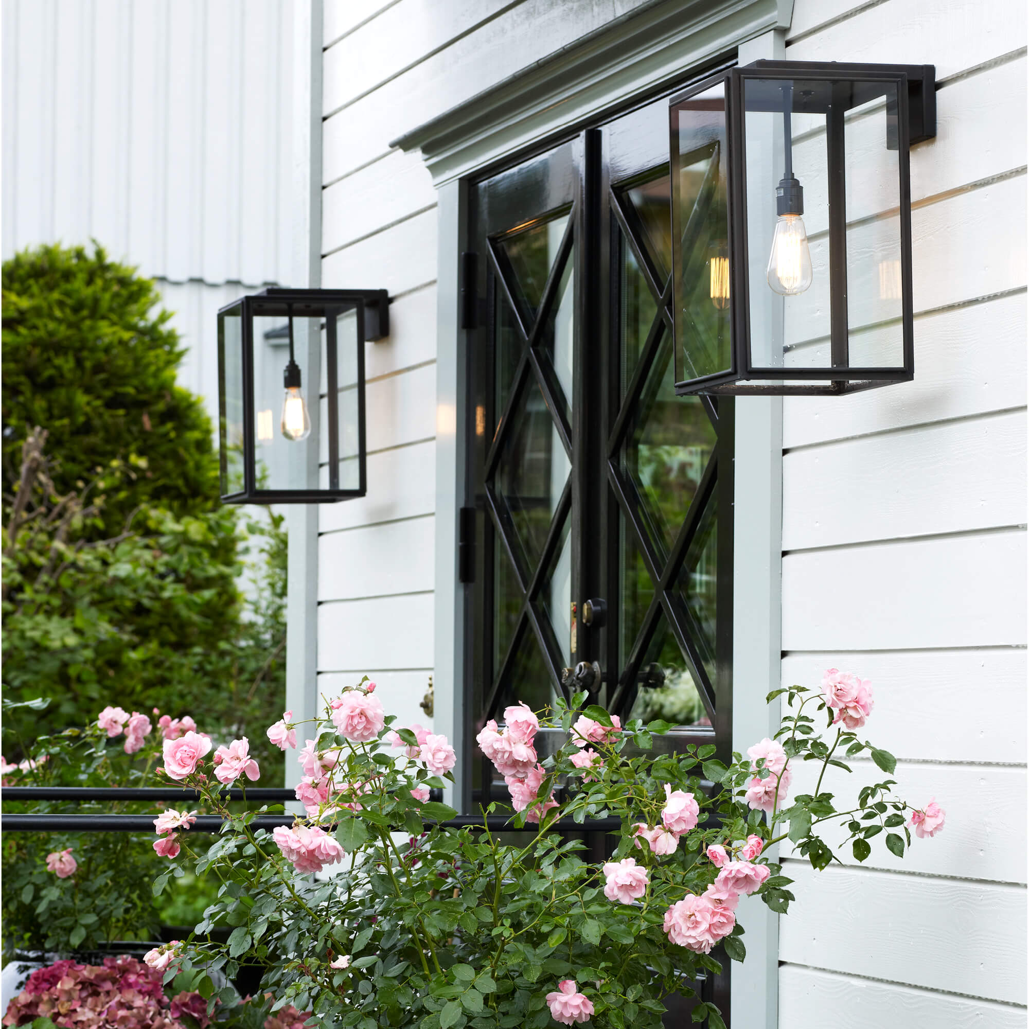 Portico Wall Light Weathered Brass, Clear Glass